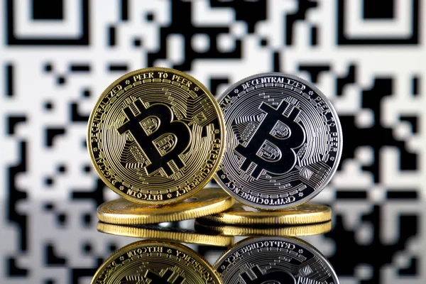 Konzept Für Bitcoin Btc Und Code Bitcoin Wallet Adresse — Stockfoto