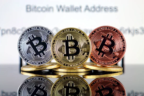 Concepto Bitcoin Btc Código Dirección Cartera Bitcoin — Foto de Stock