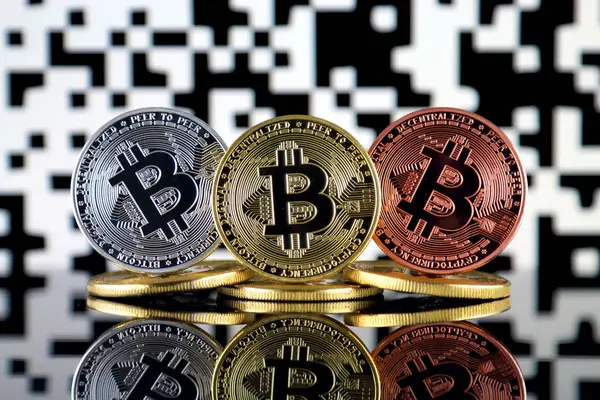 Bitcoin Btc Code Bitcoin Wallet Adres Concept — Stockfoto