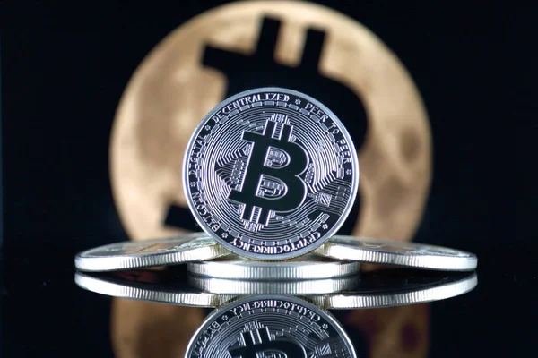 Bitcoin Btc Księżyc Powiedzenie Księżyca Sugeruje Wzrost Wartości Kryptowalut — Zdjęcie stockowe