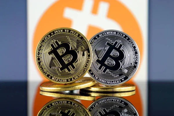 Bitcoin Btc Bitcoin Aceptado Aquí Logotipo Adopción Masiva Aumento Precio — Foto de Stock