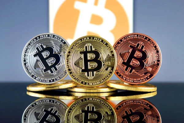 Bitcoin Btc Bitcoin Aanvaardden Hier Embleem Massale Adoptie Verhoging Van — Stockfoto