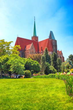Wroclaw, Polonya-Mayıs 30, 2019: Botanik Bahçesi Wroclaw, Polonya. Bahçe 1811 den 1816 katedral Adası (Ostrow Tumski), şehrin en eski parçası üzerinde inşa edilmiştir.