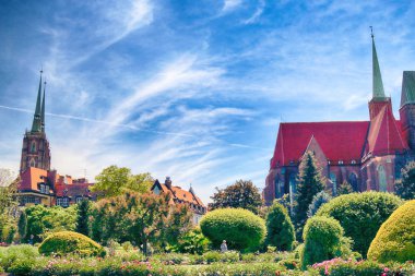 Wroclaw, Polonya-Mayıs 30, 2019: Botanik Bahçesi Wroclaw, Polonya. Bahçe 1811 den 1816 katedral Adası (Ostrow Tumski), şehrin en eski parçası üzerinde inşa edilmiştir.