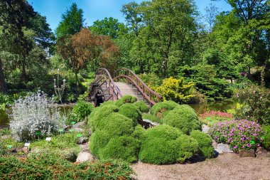 Wroclaw, Polonya-Mayıs 30, 2019: Botanik Bahçesi Wroclaw, Polonya. Bahçe 1811 den 1816 katedral Adası (Ostrow Tumski), şehrin en eski parçası üzerinde inşa edilmiştir.