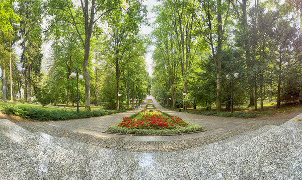 POLANICA ZDROJ, POLAND - AUGUST 26, 2019: Polanica Zdroj is a spa town in southern Poland with modern equipped medical facilities and a developed residential infrastructure for patients and tourists