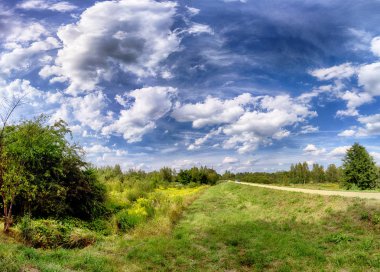 Wroclaw, Polonya yakınlarındaki Eylül son günlerinde, renkli alanlar arasında boş, yerel yol.