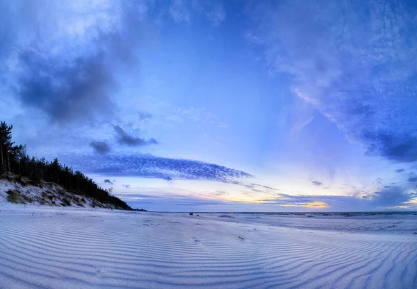 Mar Báltico Hermosa Puesta Sol Playa Parque Nacional Slowinski Cerca — Foto de Stock