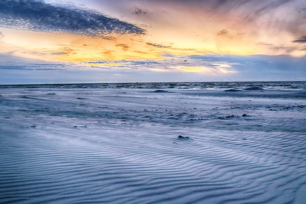 Mar Báltico Belo Pôr Sol Praia Parque Nacional Slowinski Perto — Fotografia de Stock