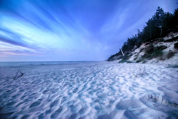 Mar Báltico Belo Pôr Sol Praia Parque Nacional Slowinski Perto — Fotografia de Stock