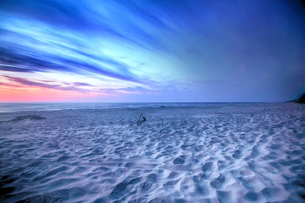 Mar Báltico Belo Pôr Sol Praia Parque Nacional Slowinski Perto — Fotografia de Stock