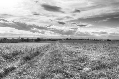 Polonya, Wroclaw yakınlarındaki Slezanski Peyzaj Parkı. Eylül ayının son günlerinde Sudetes dağlarının panorama manzarası.