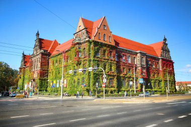 Wroclaw, Polonya - 06 Ekim 2019: Wroclaw Old Town. Wroclaw 'daki Ulusal Müze, mimar Karl Friedrich Endell tarafından tasarlanan ve 1883 - 1886 yılları arasında dikilen binayı işgal etmektedir..