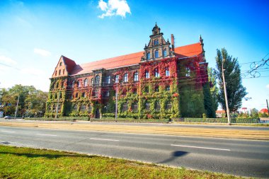 Wroclaw, Polonya - 06 Ekim 2019: Wroclaw Old Town. Wroclaw 'daki Ulusal Müze, mimar Karl Friedrich Endell tarafından tasarlanan ve 1883 - 1886 yılları arasında dikilen binayı işgal etmektedir..