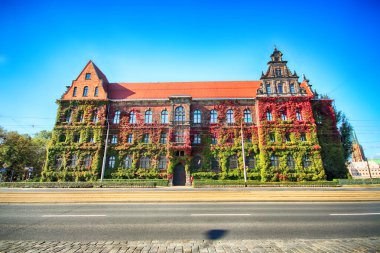 Wroclaw, Polonya - 06 Ekim 2019: Wroclaw Old Town. Wroclaw 'daki Ulusal Müze, mimar Karl Friedrich Endell tarafından tasarlanan ve 1883 - 1886 yılları arasında dikilen binayı işgal etmektedir..