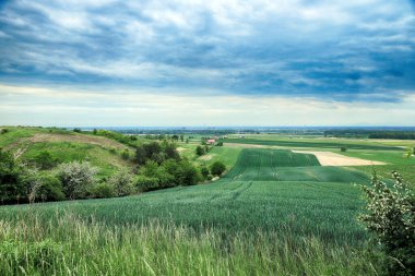 WROCLAW, POLAND - 28 Mayıs 2020: Wroclaw Panoraması, Trzebnica tepelerinden manzara (20 km düz bir çizgide).