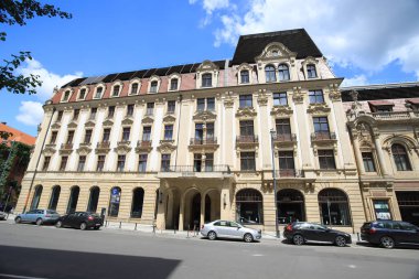 WROCLAW, POLAND - 23 Haziran 2020: Monopol Oteli yüksek standart ve benzersiz tasarımı. Efsanevi Wroclaw Oteli 1892 'de Neo-Barok tarzında inşa edildi..