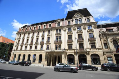 WROCLAW, POLAND - 23 Haziran 2020: Monopol Oteli yüksek standart ve benzersiz tasarımı. Efsanevi Wroclaw Oteli 1892 'de Neo-Barok tarzında inşa edildi..