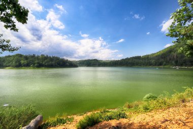 Yazın ortasında Pilchowice Gölü, Polonya, Avrupa.