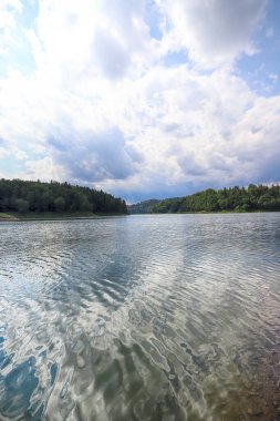 Yazın ortasında Pilchowice Gölü, Polonya, Avrupa.