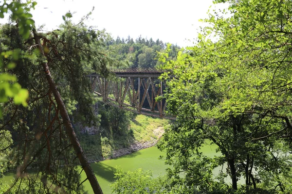 Pilchowice Poland August 2020 Railway Bridge Pilchowice Lake Which Supposed — Stock Photo, Image