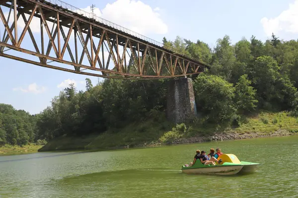 Pilchowice Poland August 2020 Railway Bridge Pilchowice Lake Which Supposed — Stock Photo, Image