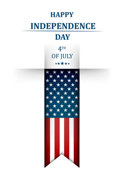 USA Independence Day. Fourth of July greeting card template with american national flag. Vector illustration — Stock Vector
