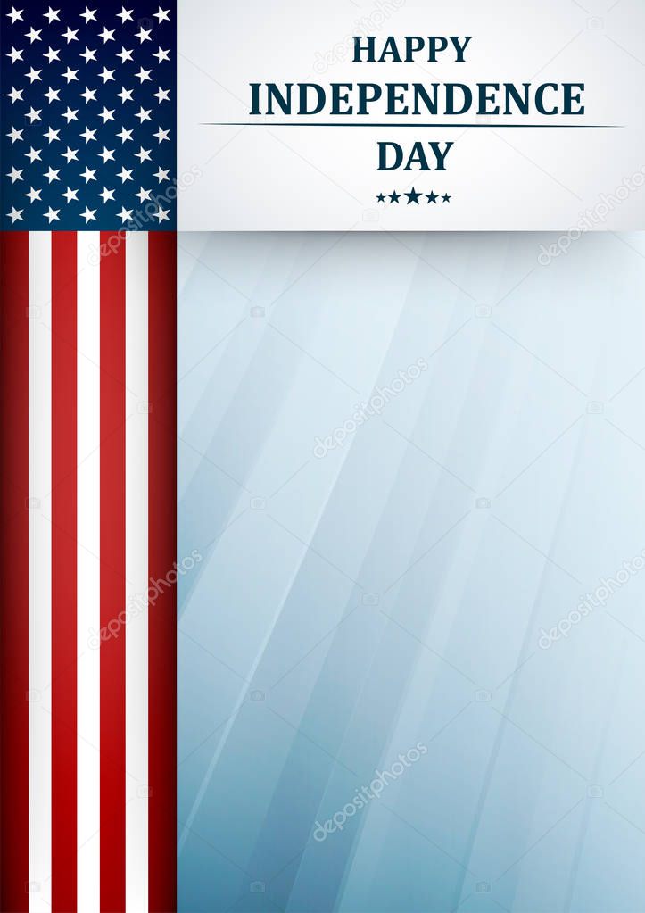 USA Independence Day. Fourth of July greeting card template with american national flag. Vector illustration