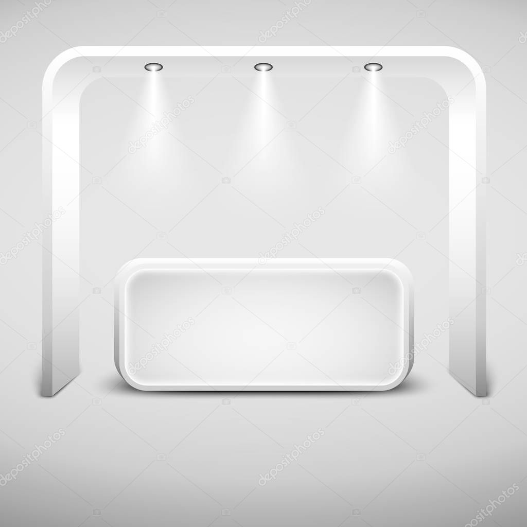 White creative exhibition stand design. Empty vector booth. Vector EPS10