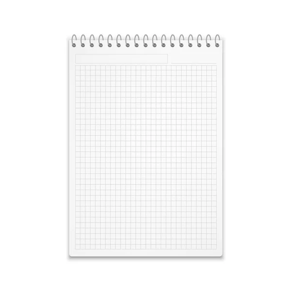 Cuaderno realista de ilustración vectorial de papel cuadrado. Bloc de notas maqueta aislado sobre fondo blanco. Vector EPS10 — Archivo Imágenes Vectoriales