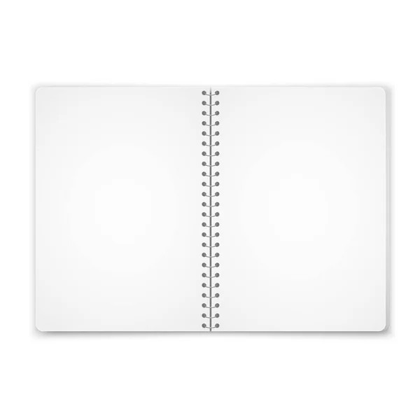 Lodrät öppnas notebook. Mockup skugga på transparent bakgrund med plats för din bild, text. Vector Eps10 — Stock vektor