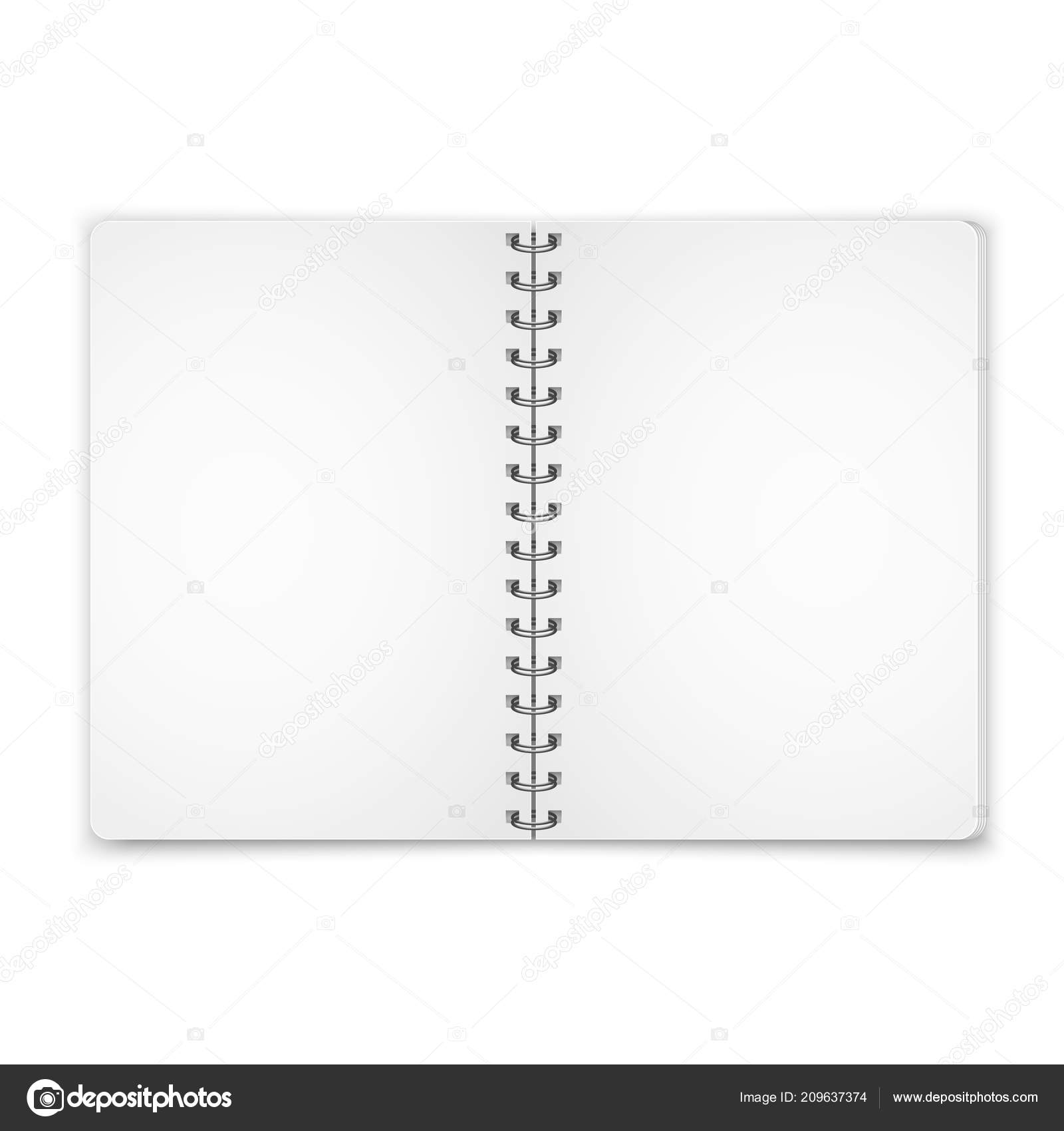 Blank Spiral Notebook Template Black White Stock Vector (Royalty