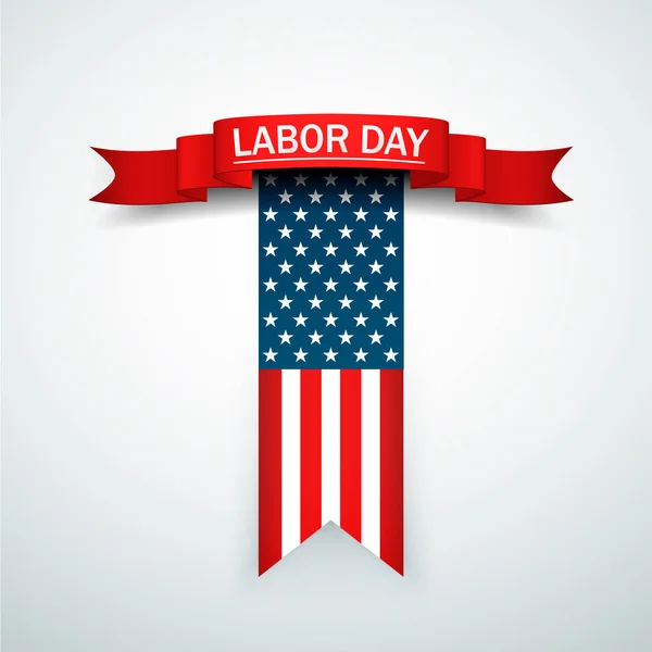 Happy Labor Day holiday banner with background United States national flag. Vector illustration.