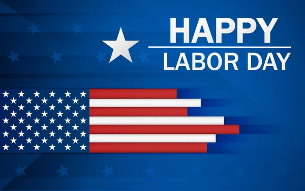 Happy Labor Day holiday banner with background United States national flag. Vector illustration.