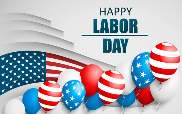 Happy Labor Day holiday banner with American flag balloons design. Vector illustration.
