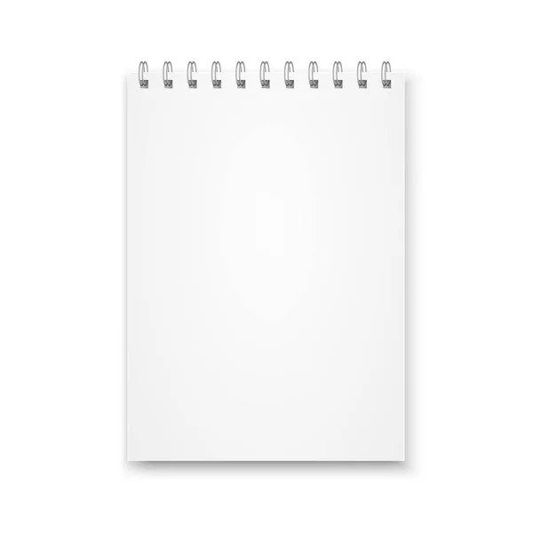 Simular cuaderno en blanco con plantilla de espiral de metal aislado sobre fondo blanco. Ilustración vectorial realista . — Archivo Imágenes Vectoriales