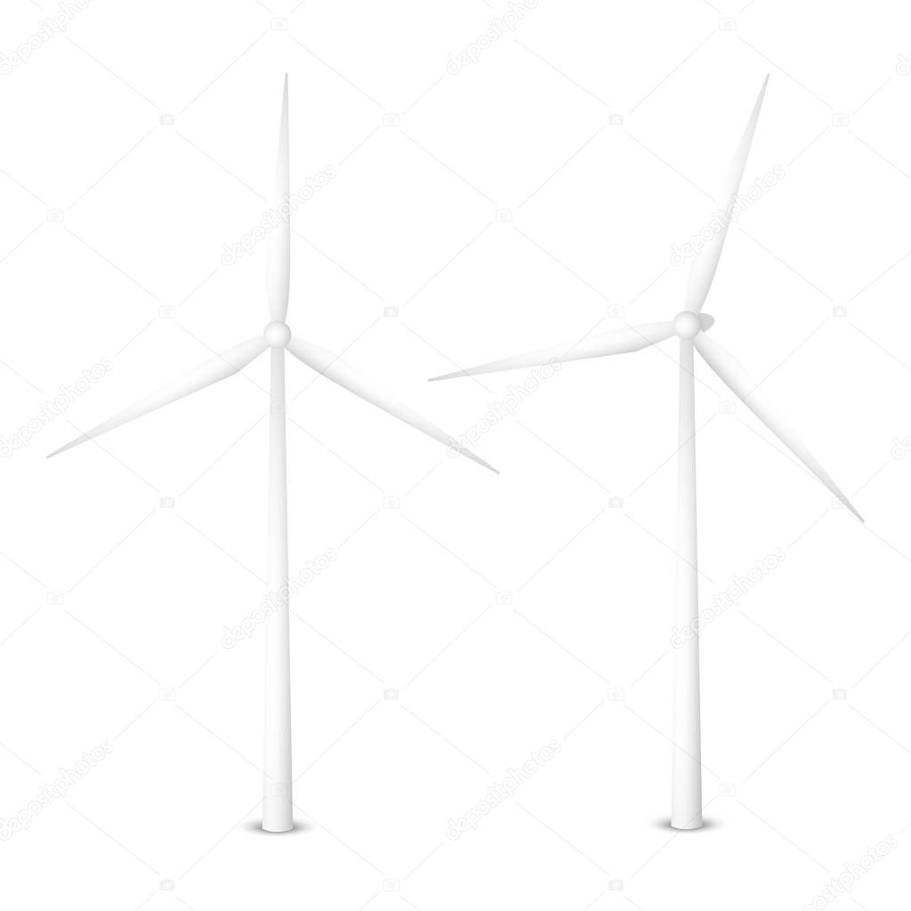 Vector illustration of a wind generator. Isolated wind turbine. Eps10