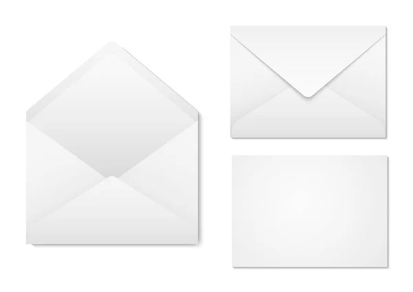 あなたの設計のための空白の紙封筒 封筒のモックアップの前面と背面を表示します — ストックベクタ