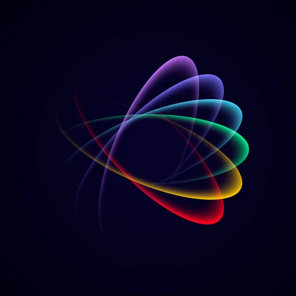 Vektor neon světlo kruh v pohybu. Abstraktní sytě křiklavě barevné smyčka s průhledností. — Stockový vektor