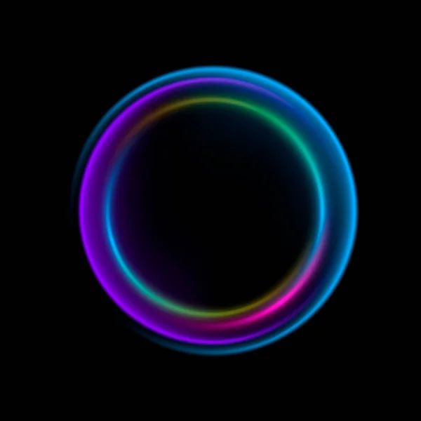 Neon abstrakt cirkel bakgrund med färgglad glans. Vintage vektorillustration. Illustration för reklam, banner, kort. — Stock vektor