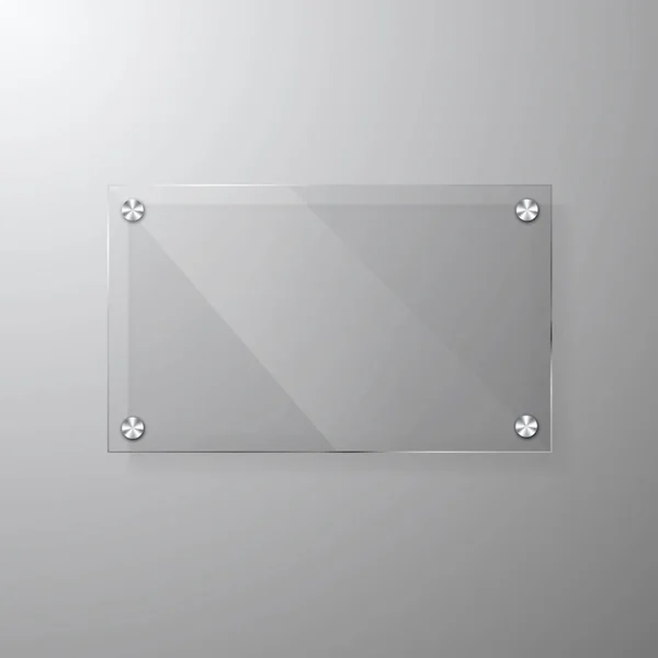 矢量现代玻璃标牌模板与空间的消息。清晰的丙烯酸招牌设计模拟 — 图库矢量图片
