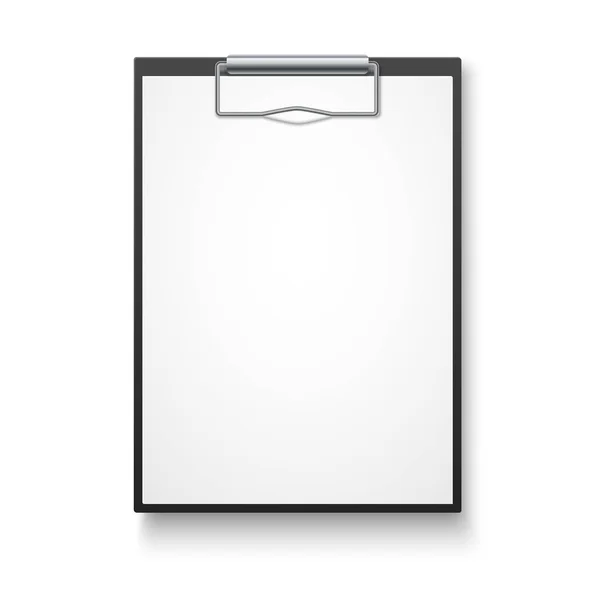 Black clipboard with blank white sheet. Vector illustration. Eps 10. — Stock Vector