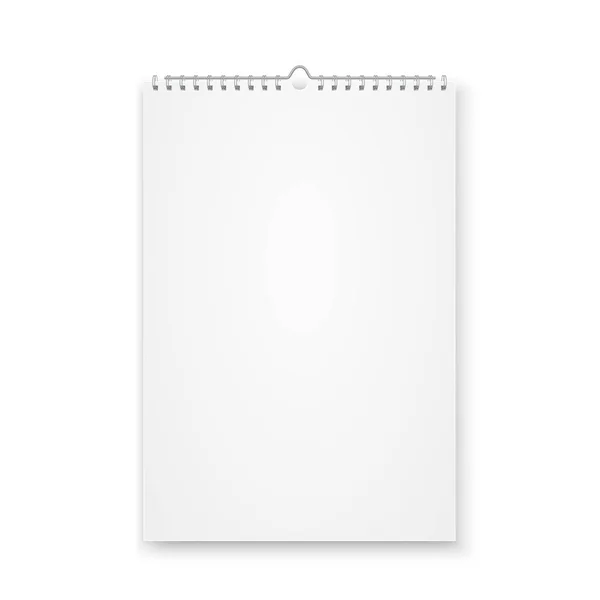 Blank calendar mock up. Realistic sheets of paper with spiral isolated on white background. Vector illustration — Stock Vector