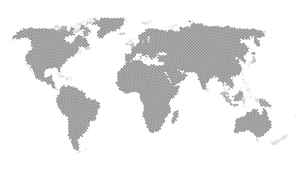 Mapa do mundo isolado sobre fundo branco. Mapa do mundo pontilhado. Ilustração vetorial — Vetor de Stock