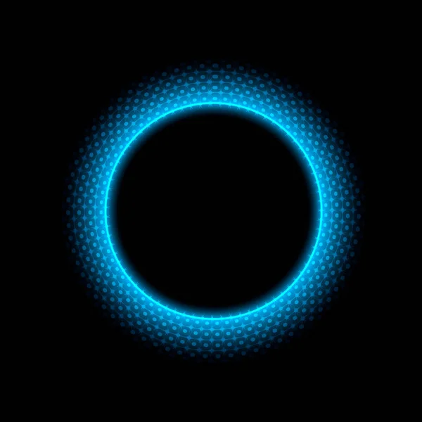 Abstrakte Kreis mit Punkten Lichteffekt auf schwarzem Hintergrund. Vektorillustration. — Stockvektor