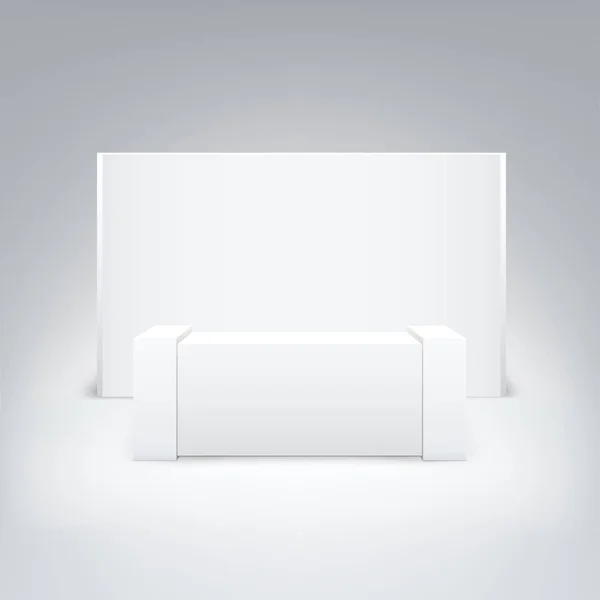 Κάνε το λευκό εκθεσιακό περίπτερο απομονωμένο σε λευκό φόντο. Λευκή κενή έκθεση εμπορίου — Διανυσματικό Αρχείο