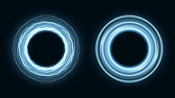 Leuchten vibrierende Neon-Kreis mit Schein. moderner runder Rahmen mit Leerraum für Text. Vektor-Illustration für Werbung, Banner, Karte — Stockvektor