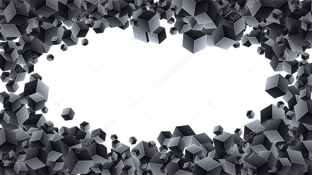 Abstract 3d cubes background. Black background with geometric cubes. Vector Illuatration. Eps 10.