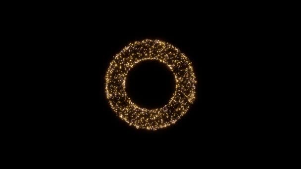 ऊर्जा की अंगूठी चमकदार कणों एक अंधेरे पृष्ठभूमि पर चमकदार अंगूठी स्पार्क। 3 डी एनिमेशन — स्टॉक वीडियो