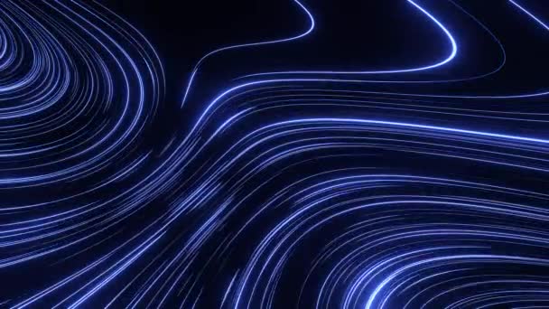 Creatieve abstracte achtergrond. Dynamisch patroon met lijnen en licht. Blauwe futuristische stroom. Naadloze lus 4k animatie — Stockvideo